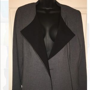 Gray Calvin K Blazer-winged collar & offset zipper